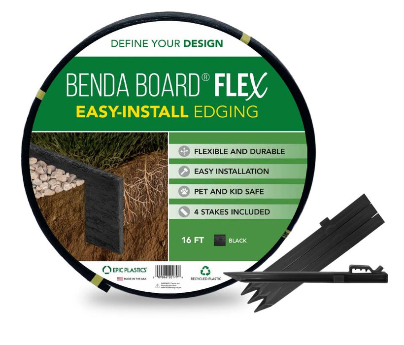 Benda Board Flex – Landscape Edging – 16’ Section – Black - Pack of 12 (192 LF)