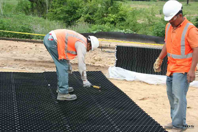 Installing NDS permeable paver grid on a prepared base