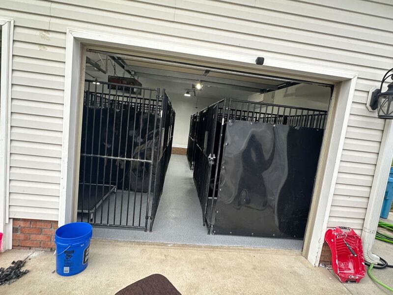 HDPE dog kennel panels on an indoor dog run
